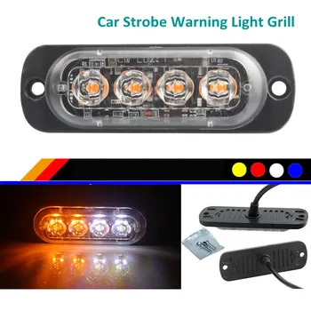 1 ADET 4LED Araba flaşlı uyarı lambası ızgara yanıp sönen arıza acil ışık araba kamyon römork İşaret lambası LED yan ışık arabalar için
