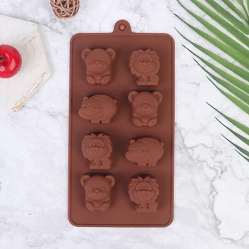 1 ADET Hayvan Silikon Kalıp Hippo Aslan Ayı Şekli Çikolata Sabun Kek Dekorasyon DIY Mutfak Bakeware Buz Kalıp Pişirme Araçları