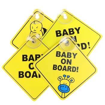 1 adet Bebek Güvenlik Araba Pencere Vantuz Sarı Uyarı İşareti Accesorios Sürüş Accesorios Araba Çıkartmaları