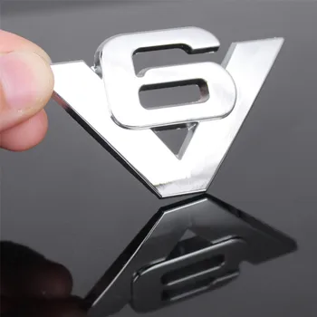 1 adet Krom V6 Metal 3D Amblem Sticker Çamurluk Gövde Arka Logo Trunk Rozeti Araba Çıkartması