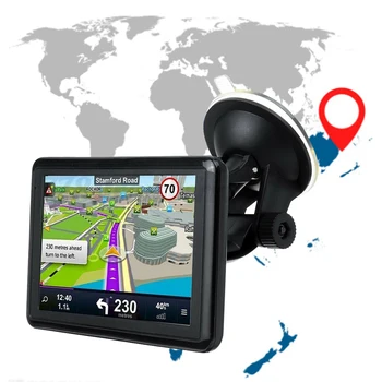 1 adet Siyah Araba GPS Navigator Çok fonksiyonlu FM Verici Dayanıklı 5 İnç Dokunmatik Ekran ABD Kanada Haritası Oto Aksesuarları