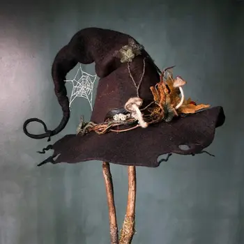 1 adet Yetişkin cadı şapkaları Masquerade Şerit Sihirbazı Şapka Kostüm Partisi Doğum Günü Cadılar Üst Sivri Kapaklar Cosplay Cadılar Bayramı Sahne 2