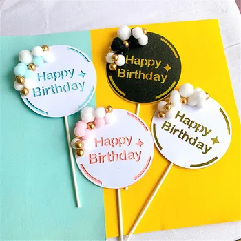 1 adet tatlı Mutlu Doğum Günü Pastası Topper Güzel sevimli Cupcake kağıdı Toppers Kek Alır Kek Dekorasyon Topper Kürdan Çocuklar Doğum Günü