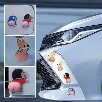 1 Çift 3D Karikatür Araba Sticker Silikon Sevimli Eşek Anti-çarpışma Şerit Eşek Kapı Anti-scratch Sticker dış dekorasyon Koruyucu 2