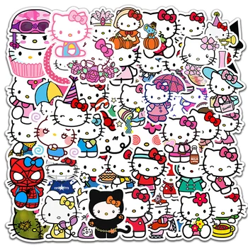 10/30/50 adet Sevimli Karikatür Hello Kitty Çıkartmalar Kawaii Kız Graffiti Su Şişesi Gitar Günlüğü Vinil Çocuklar DIY Oyuncaklar Sticker Çıkartmaları