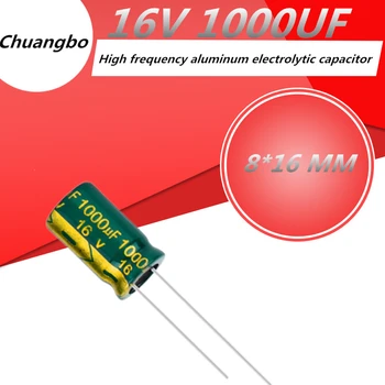 10 adet-20 adet 16V1000UF 1000UF 16V 8 * 16 düşük ESR / empedans yüksek frekanslı alüminyum elektrolitik kondansatör boyutu 8*16 16V 1000uf 20%