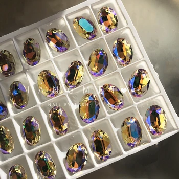 10mm 20PACK-Crystal Oval cam tırnak elmas Rhinestones sivri 3D yeni takılar büyük taşlar dekor tırnak takılar