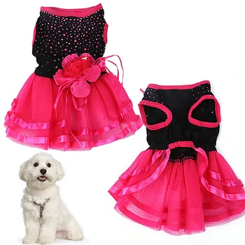 12 Renkler Pet Köpek Gül Çiçek Gazlı Bez Elbise Etek Yavru Kedi Prenses Giyim Giyim Elbise köpekler için одегда для собак