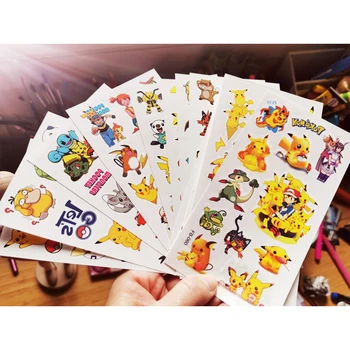 12 adet TAKARA TOMY Pikachu Dövme Çıkartmalar Pokemon Su Geçirmez Sevimli Aplike Sticker Oyuncak Çocuk noel hediyesi Canavar Figürü Bebek 1