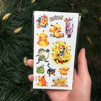 12 adet TAKARA TOMY Pikachu Dövme Çıkartmalar Pokemon Su Geçirmez Sevimli Aplike Sticker Oyuncak Çocuk noel hediyesi Canavar Figürü Bebek 4