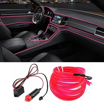 12V USB Neon El Tel Araba İçin 5M / 16FT LED Şerit Ortam Neon ışıkları Altında Dash Aydınlatma Kiti Araba İç İçin LED Halat İşıklar