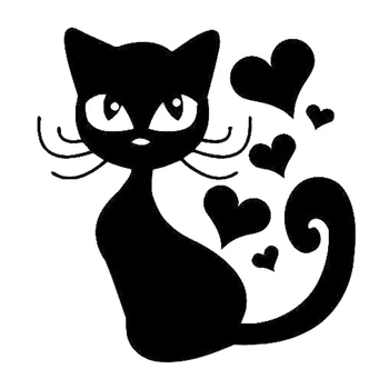 14 cm * 15 cm Komik Kedi Hayvan Aşk Moda Oto Sticker PvcSuitable Her türlü Araba Styling Çıkartmaları Siyah / Beyaz