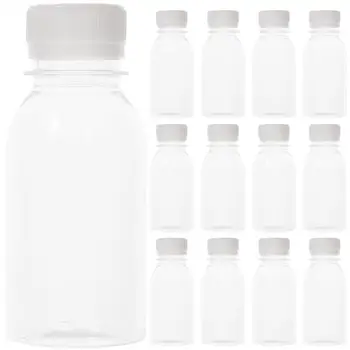 15 Adet 100ml Şeffaf Plastik Süt Şişeleri Suyu kapaklı şişeler Yeniden Kullanılabilir Boş Smoothie Şişesi Suyu Su Şişesi Botella De Agua