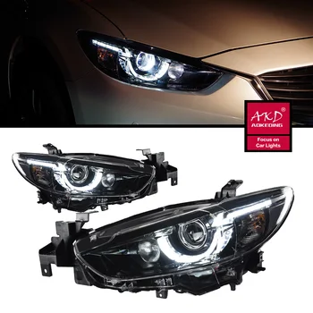 2 ADET Oto Araba kafa ışık parçaları Mazda 6 Atenza 2013-2016 İçin LED Lambalar veya Xenon Farlar DRL LED Çift Projektör FACELİFT