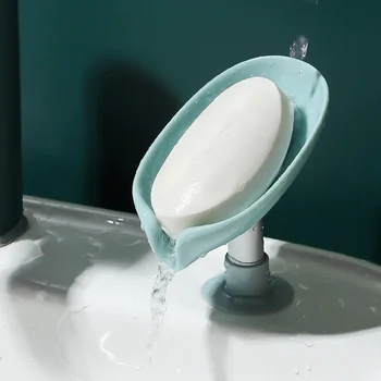 2 ADET Vantuz sabunluk banyo Duş İçin Taşınabilir Yaprak Sabunluk Plastik Sünger Tepsi Mutfak Banyo aksesuarları İçin
