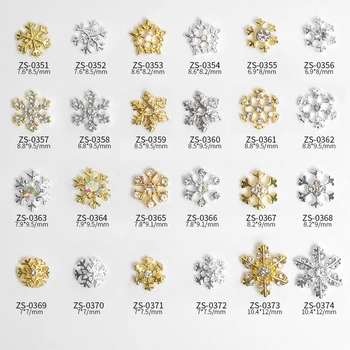 20 Adet / takım 3D Metal Zirkon tırnak mücevheri Japon Tarzı Kar Tanesi Desen Bayanlar Noel moda tırnak mücevheri