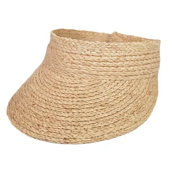 2019 basit bayanlar uv roll up kore güneşlik şapka kadın güneşlik saman rafya güneş vizör kep saman vizör
