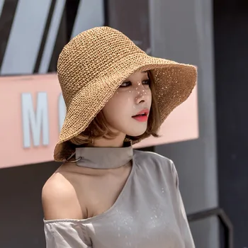 2022 Yaz Moda Kadın Hasır Şapka Bayan Yaz güneş şapkası vizör kapağı Panama Tarzı kova kapağı Hasır Şapka plaj şapkası Açık Kız Kap