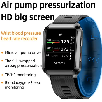 2022 Yeni hava pompası Kan Basıncı akıllı saat Erkekler Kan Oksijen Vücut Sıcaklığı Kalp Hızı Uyku Monitör Yaşlı Sağlık Smartwatch
