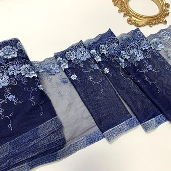 20Yds Çiçek İşlemeli Dantel Trim Koyu Mavi Örgü Elbise Aksesuarları İç Çamaşırı Sutyen İç Çamaşırı Dikiş Elbise Dekor