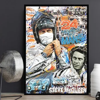 24 Saat Le Mans Tuval Boyama Steve Mc Queen Baskılar Posteri Duvar Sanatı Yarış Retro Resimleri Duvar Oturma Odası İçin ev Dekor