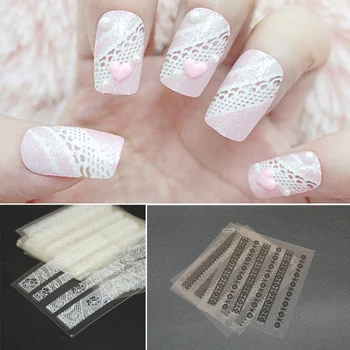 30 adet nail art dantel sticker çıkartma beyaz çiçek bant dekorasyon şerit tasarım desen çıkartmalar manikür araçları