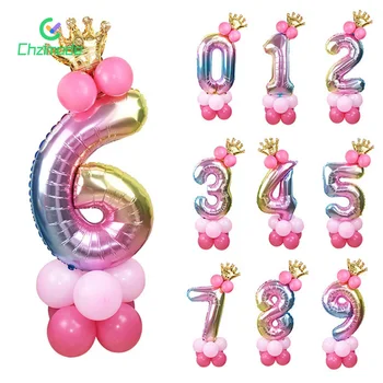 32 İnç Gökkuşağı Degrade Alüminyum Folyo Balon Seti Balonlar Çocuklar için Doğum Günü Çocuk Yetişkin Festivali Dekor Düğün Parti Malzemeleri