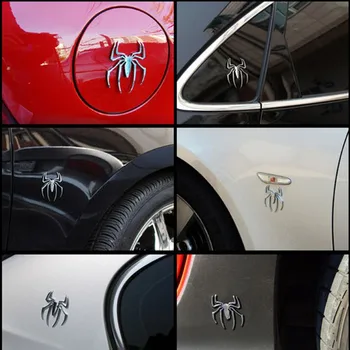 3D Araba Çıkartmaları sıcak Evrensel Metal Örümcek Şekli Amblemi Krom 3D Araba Kamyon Motor çıkartma