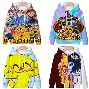 3D Baskı Anime Compadretes Hoodies Kazak Genç Streetwear Çocuk Los Compas Mikecrack Hoodie Kazak Erkek Kız Mont