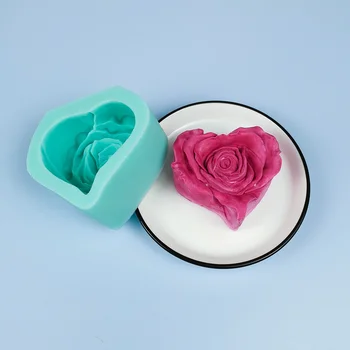 3D Gül Mum Kalıpları Kalp Şekli Gül Çiçek Yapımı için silikon kalıplar DIY Ev Yapımı Balmumu Mumlar Silikon Mum Yapımı Kalıp