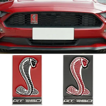3D Metal Cobra Araba Çıkartmaları Çıkartmaları Ön İzgara Amblemi Ford Shelby Mustang V6 V8 GT 300 GT350 GT500 Mondeo Spor