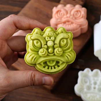 3D Mooncake Kalıp Ulusal Gelgit Tarzı Aslan Desenler comal para ekmeği Kalıpları Basın Çerez Kalıp Orta Autumnfond fondan kalıp