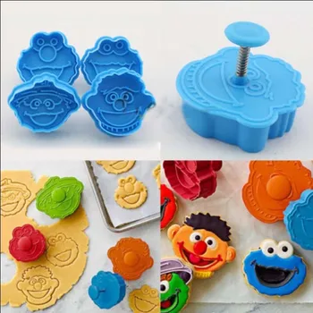 3D Susam Sokağı Elmo Paskalya kurabiye kesici Bisküvi DIY Kek Pişirme Araçları El Damga Basın Piston Kesici Kalıp Mutfak Aksesuarı