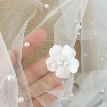 3D Çiçek İnci Çivili Örgü Kumaş düğün elbisesi Yüksek Set DIY Aksesuarları Dikiş Dantel Kumaş RS4058