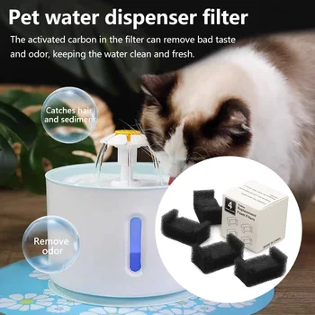 4 ADET Sünger Filtre Değiştirmeleri Pet Kediler Köpek içme çeşmesi su sebilleri Sünger Köpük Kömür Filtreleri Pet Kediler Kaynağı