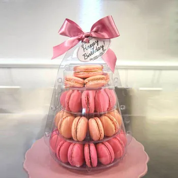 4 Kat Macaron Ekran Standı Cupcake Kulesi Raf Kek Standı PVC Tepsi Düğün Doğum Günü Pastası Dekorasyon Ev Aracı