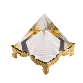 40MM Kristal Piramit Prizma Feng Shui El Yapımı El Sanatları Meditasyon Kristal Altın Standı İle Ev Ofis Dekor İçin Piramitleri Çocuklar Hediye