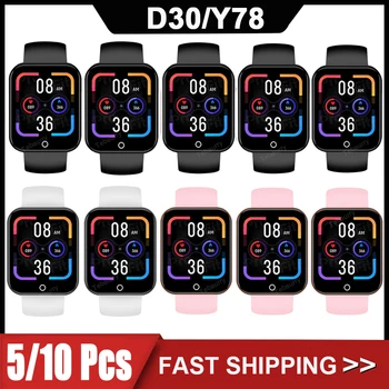 5/10 Adet D30 akıllı saat Erkekler Bluetooth Saatler spor fitness takip chazı Pedometre Y78 Smartwatch Kadınlar için Android Ios Xiaomi VS D20