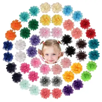 50 adet Çiçek Saç Bağları 2 inç Şifon Elastik Bant lastik toka saç aksesuarları Bebek Kız Bebekler Çocuklar için