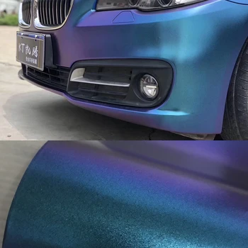 50x200 / 300 / 500CM Bukalemun Vinil Wrap Mat Metalik Araç Filmi Mor Mavi Gerilebilir Hava Yayın DIY Çıkartmaları