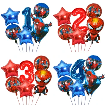 6 adet Marvel Süper Kahraman Örümcek Adam Folyo Balon Seti çocuk Doğum Günü Partisi Dekorasyon Bebek Duş Şişme erkek Oyuncak Globos