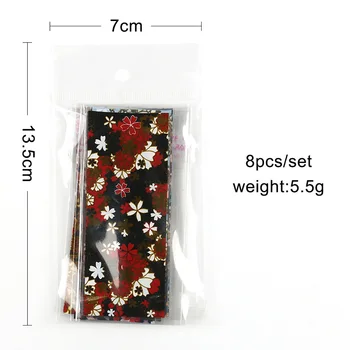 8 adet/grup tırnak kaplaması Manikür UV Jel Lehçe Sticker 4 * 20cm Renkli Çiçekler Tasarım Yapışkanlı çıkartma Tırnak Sanat Dekorasyon Sarar 5