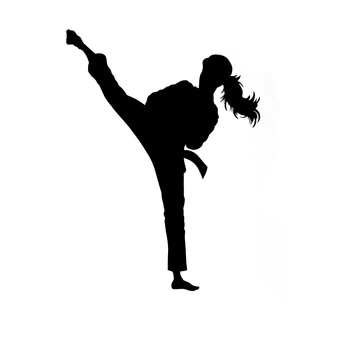 9.8 CM * 13.1 CM Karate Kick Dövüş sanatları Vinil Çıkartması Araba Sticker Siyah / Gümüş S9-0151