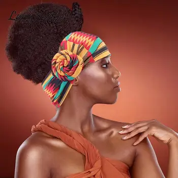 Afrika Baskı Bandı Moda Kadın Düğümlü Eşarp Hairbands saç aksesuarları Bayanlar için Çiçek Türban Bandaj Bandanalar Kafa Bandı