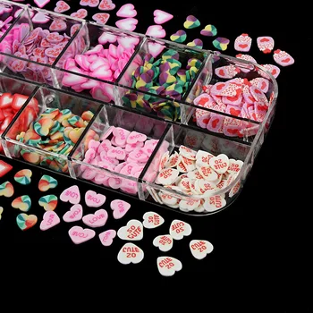 Akrilik Meyve Kalp Cadılar Bayramı Nail Art Sticker Dekorasyon Polimer Kil 3D Çivi Sequins Dilimleri Karışık Pillette Manikür 0
