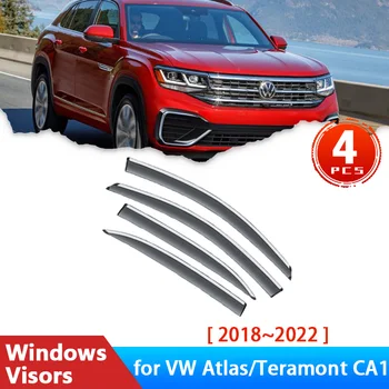 Araba Yan Pencere Siperliği VW Atlas Volkswagen Teramont CA1 2018 ~ 2022 Aksesuarları Deflector Yağmur Kaş Muhafızları Güneşlik Duman