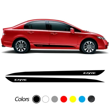 Araba Yan Çizgili Etekler Grafik Vinil Çıkartmaları Yarış Spor Uzun Styling Etiketler Honda Civic İçin 2 ADET