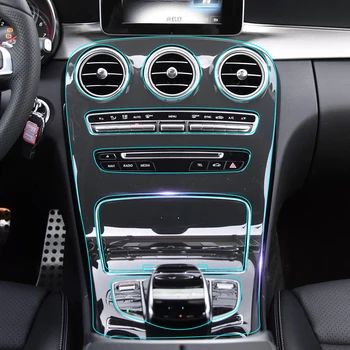 Araba İç koruyucu film Kontrol Konsolu Pano GPS Paneli Sticker Mercedes Benz C sınıfı coupe c205 w205 c63 AMG w204