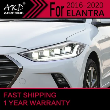 Araba ışıkları Hyundai Elantra için LED Far 2016-2020 Elantra Kafa lambası Drl projektör Lens Otomotiv Aksesuarları 0