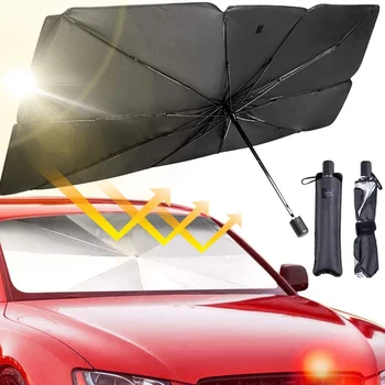 Araç ön camı Güneşlik Şemsiye Tipi Güneş Gölge Araba Pencere için Yaz Güneş Koruma ısı yalıtımlı bez Araba Ön Gölgeleme